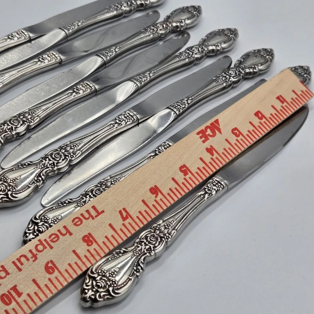Vtg Oneida USA Wordsworth Brahms Flatware Rose Daisy Spring‎ 11 Dinner Knives